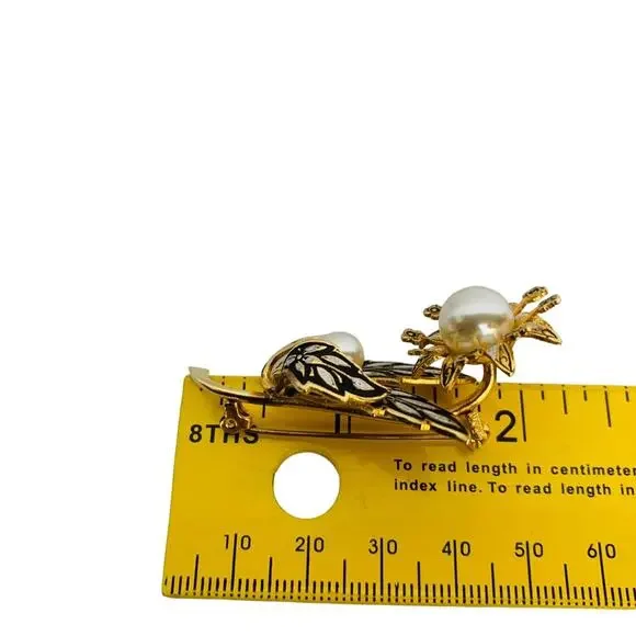 Vintage Damascene Flower Brooch - Picture 8 of 9